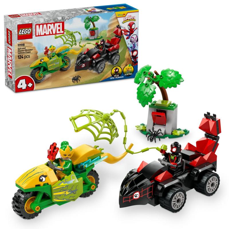 LEGO Marvel 11198 Spin, Electro a naháňačka s dinosaurím vozidlom