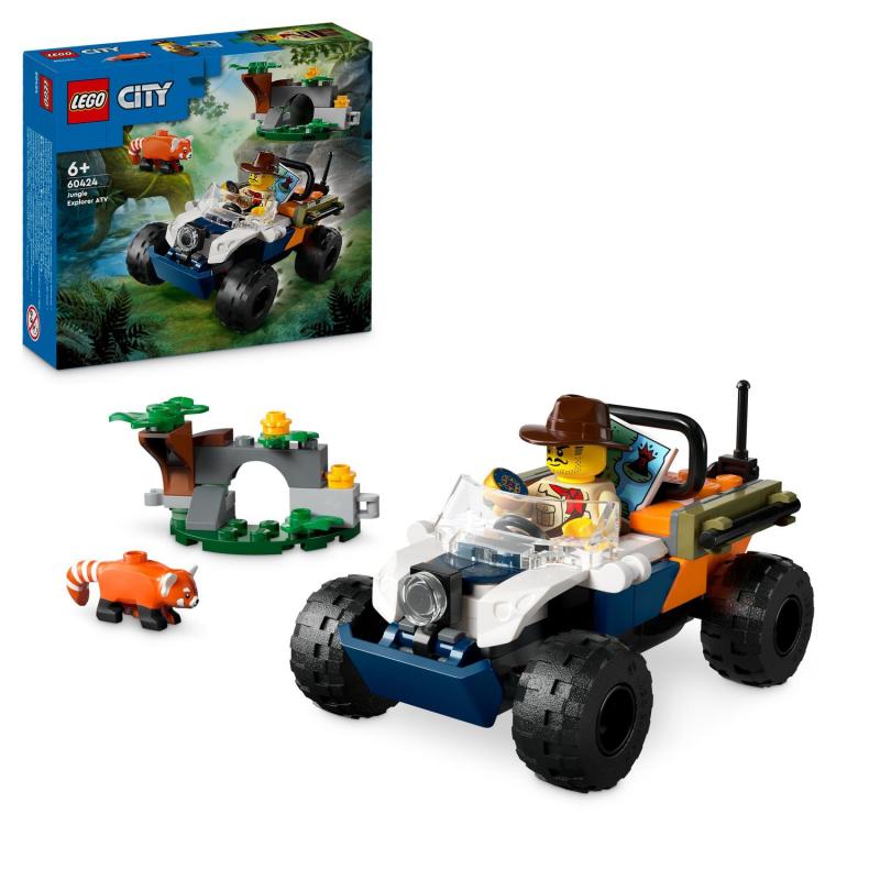 LEGO City 60424 Štvorkolka na prieskum džungle – misia panda červená